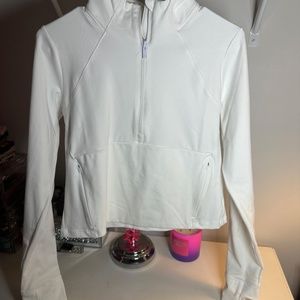 White Half zip Workout Top
